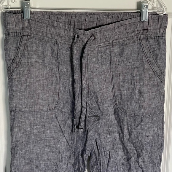 Athleta Bali heathered linen drawstring wide leg Pants 47157 - Picture 3 of 15